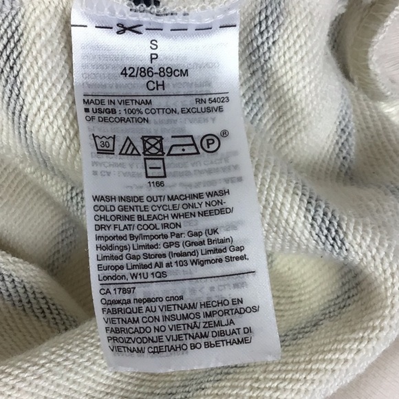 BANANA Republic Women’s Small Sweatshirt French Bulldog B&W Striped Sweatshirt - Picture 8 of 9